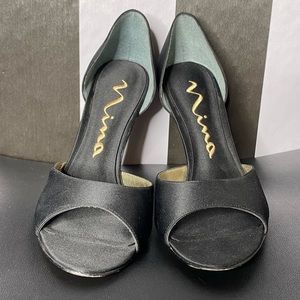 Nina Black D’orsay Open-toe Heels
